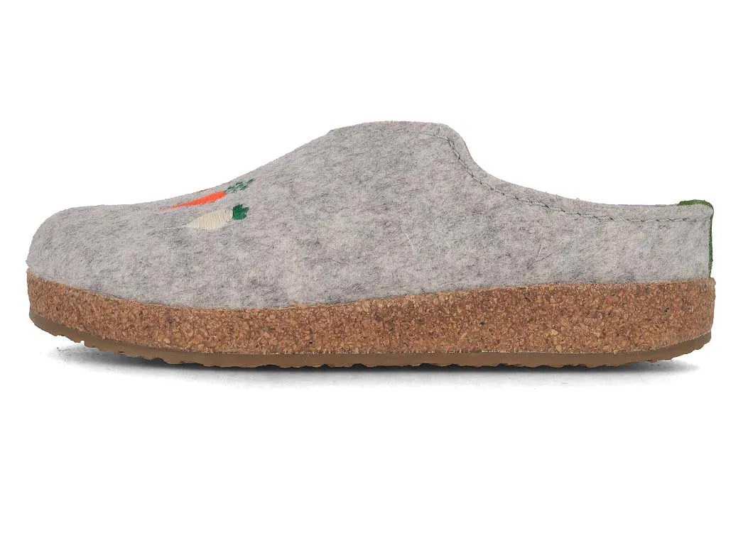 HAFLINGER Women Felt Clogs 'Grizzly Rübli', stone gray