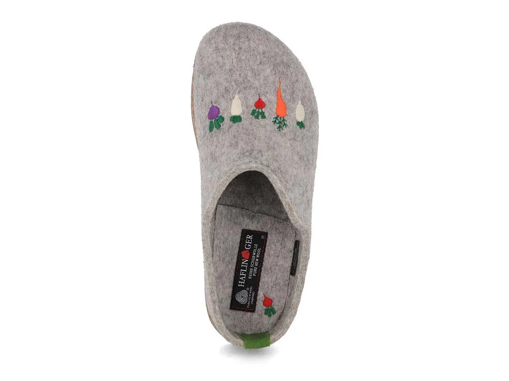 HAFLINGER Women Felt Clogs 'Grizzly Rübli', stone gray