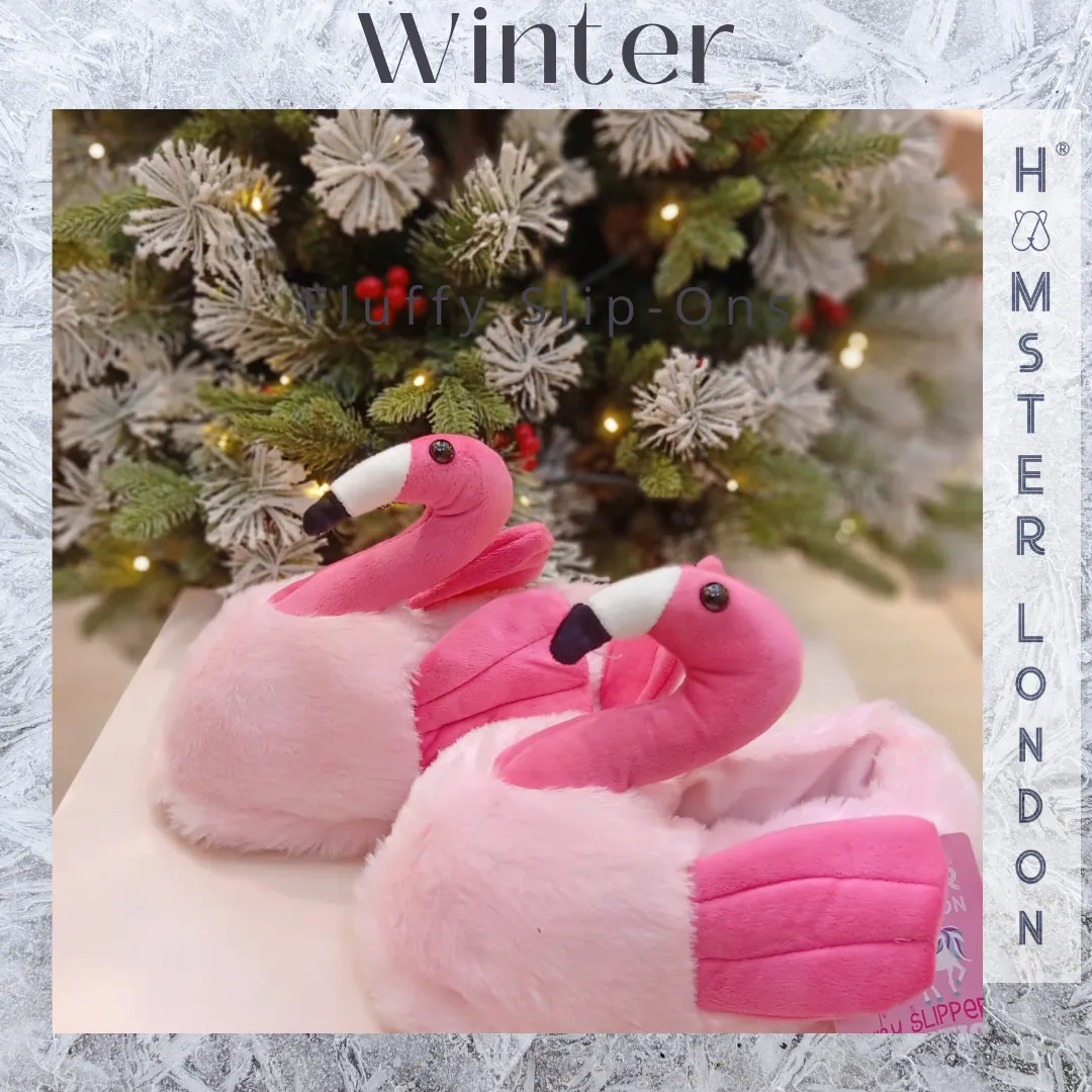 Hamster London Furry Slipper Flamingo Dark