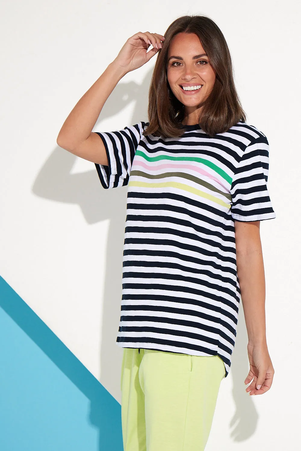Harmony Short Sleeve Tee - Navy/White Stripe