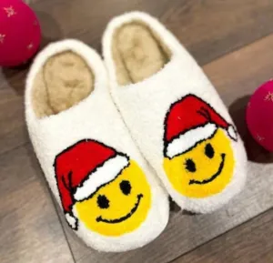 Just Smiley Yellow Christmas Santa Plush Slippers