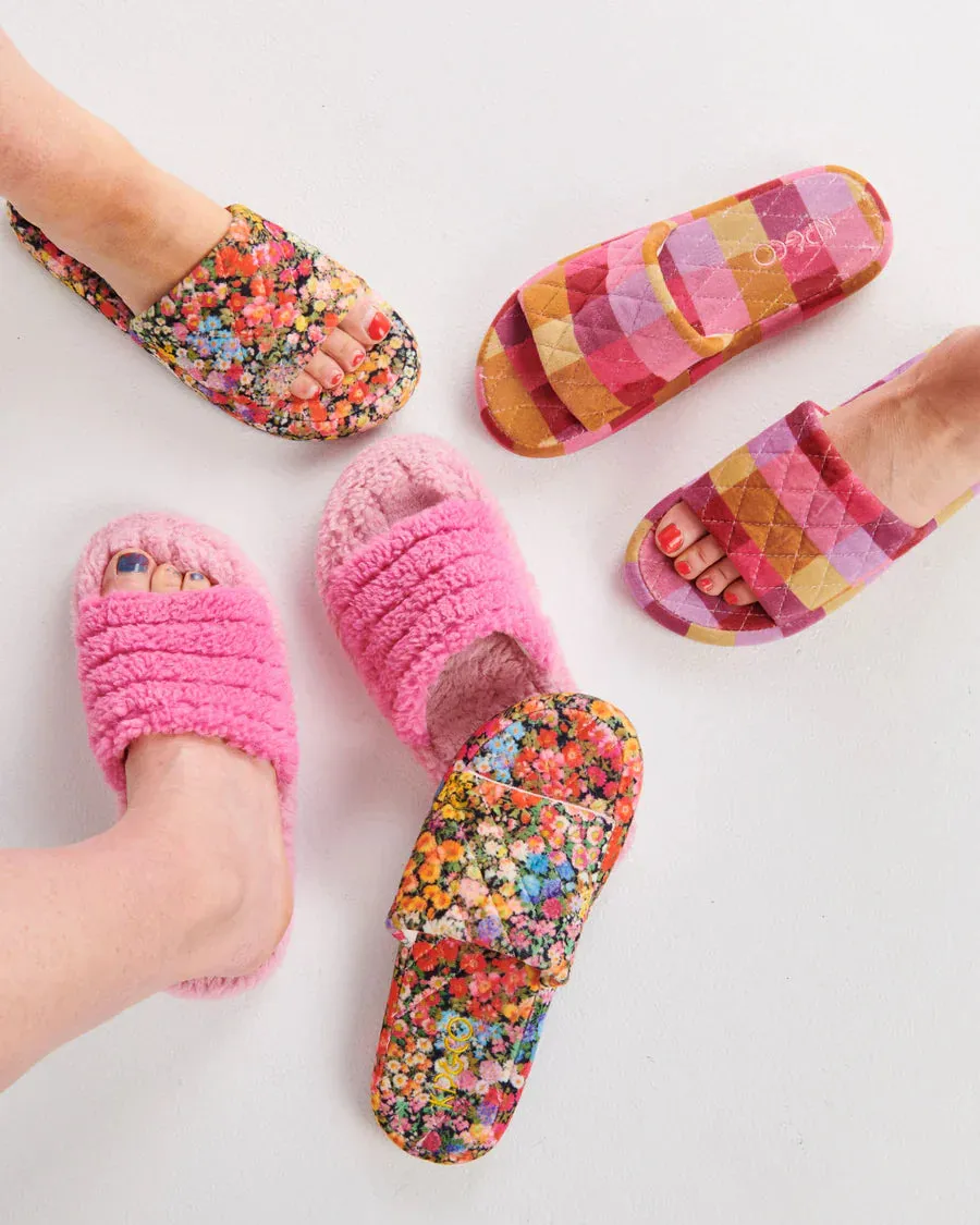 Kip & Co - Quilted Velvet Adult Slipper (Forever Floral Black)