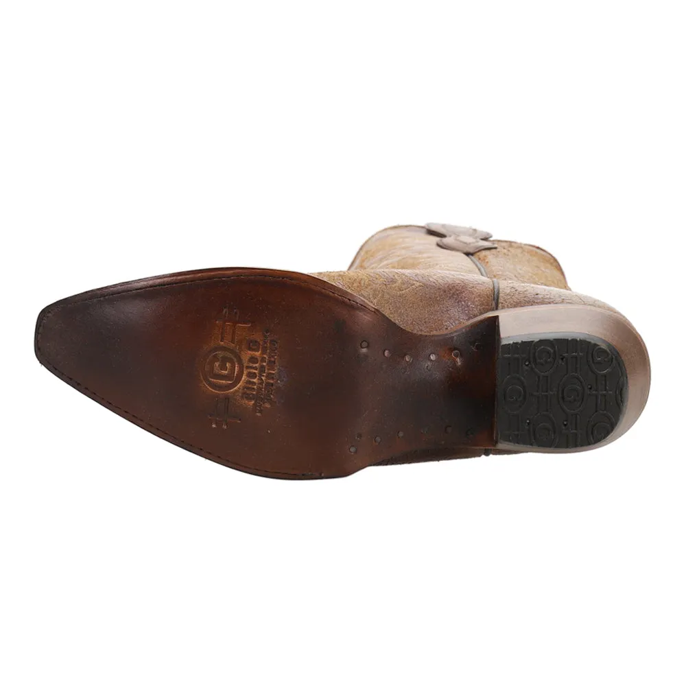 LD Brown Embroidered Floral Snip Toe Cowboy Boots
