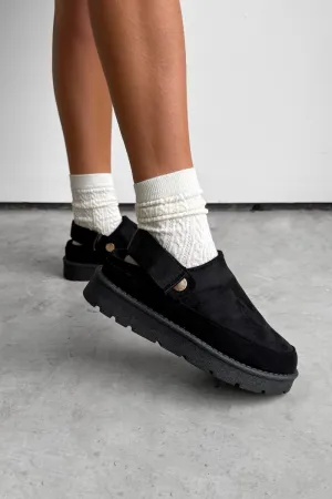 LIBBY Suede Ankle Strap Outdoor Slippers - Black