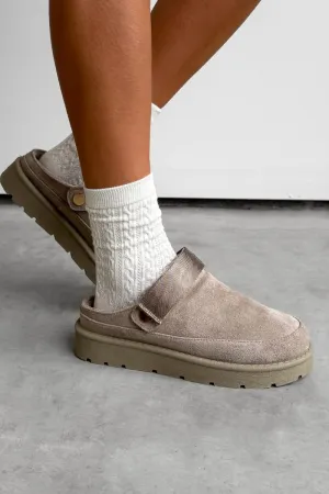 LIBBY Suede Ankle Strap Outdoor Slippers - Mushroom