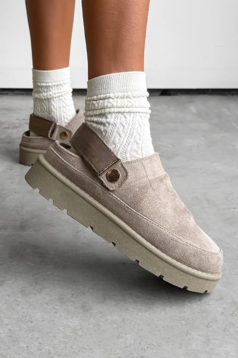 LIBBY Suede Ankle Strap Outdoor Slippers - Mushroom