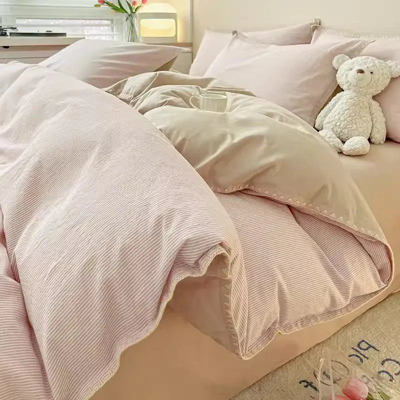 Light Luxury Pure Cotton Washed High-Grade four-piece Bed Set
