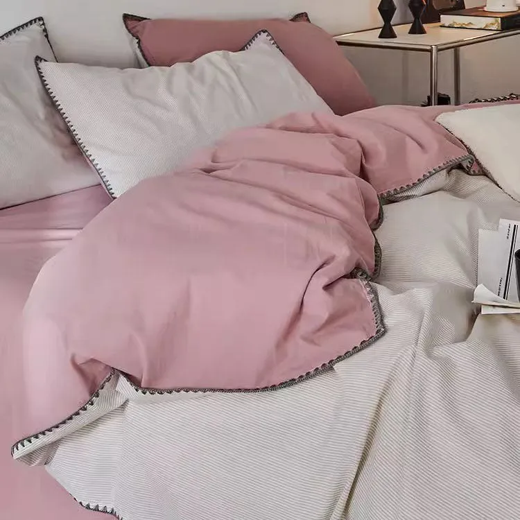 Light Luxury Pure Cotton Washed High-Grade four-piece Bed Set