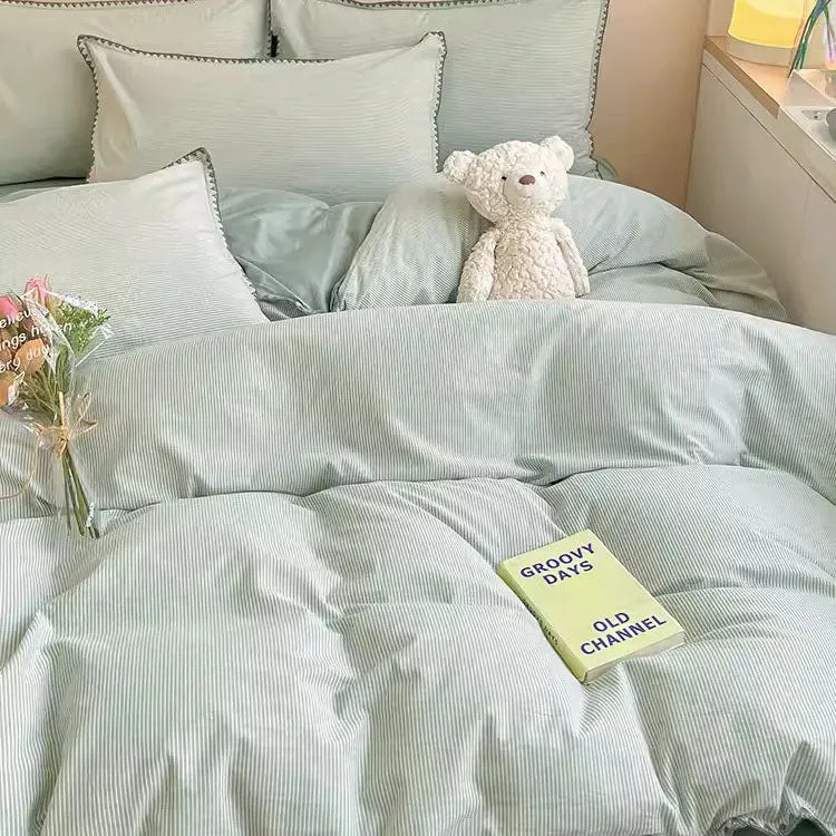 Light Luxury Pure Cotton Washed High-Grade four-piece Bed Set
