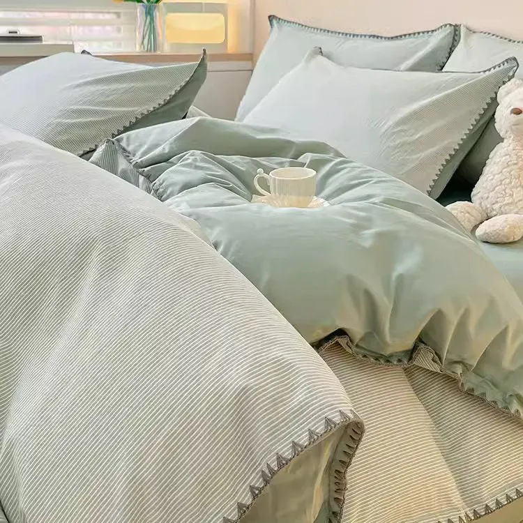 Light Luxury Pure Cotton Washed High-Grade four-piece Bed Set