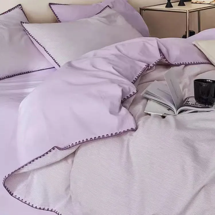 Light Luxury Pure Cotton Washed High-Grade four-piece Bed Set