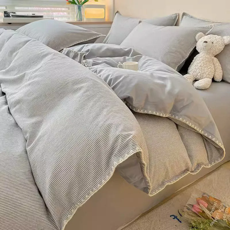 Light Luxury Pure Cotton Washed High-Grade four-piece Bed Set