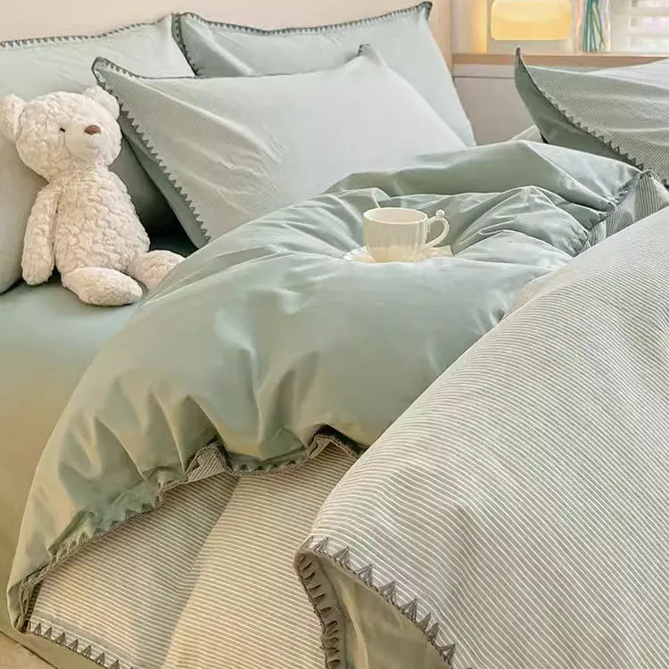 Light Luxury Pure Cotton Washed High-Grade four-piece Bed Set