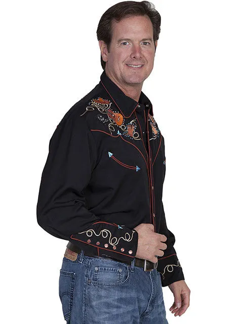 Men's Vintage Western Shirt Collection: Scully Boots & Guitars