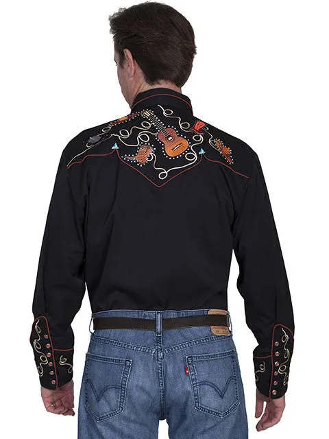 Men's Vintage Western Shirt Collection: Scully Boots & Guitars