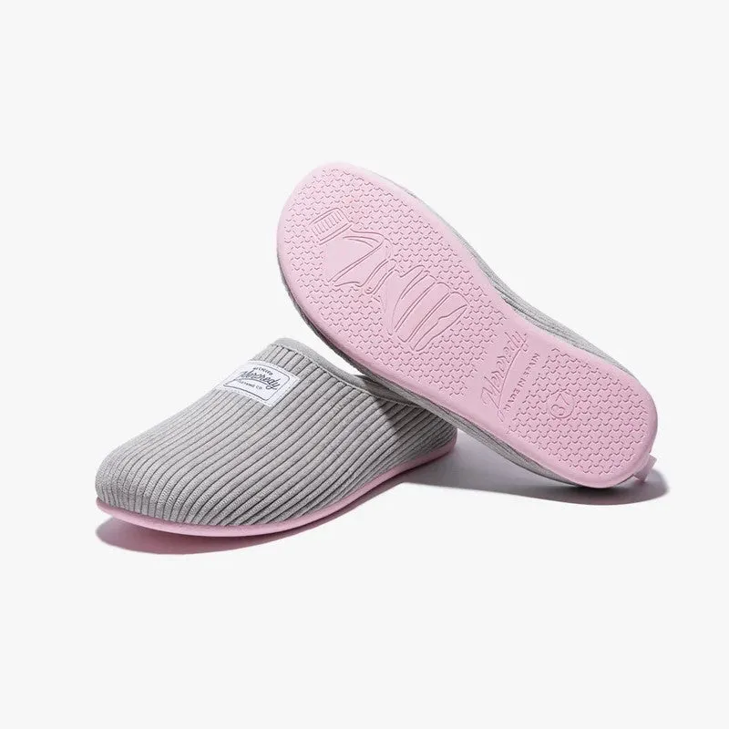 Mercredy Slippers - Cord - Grey with Pink Sole