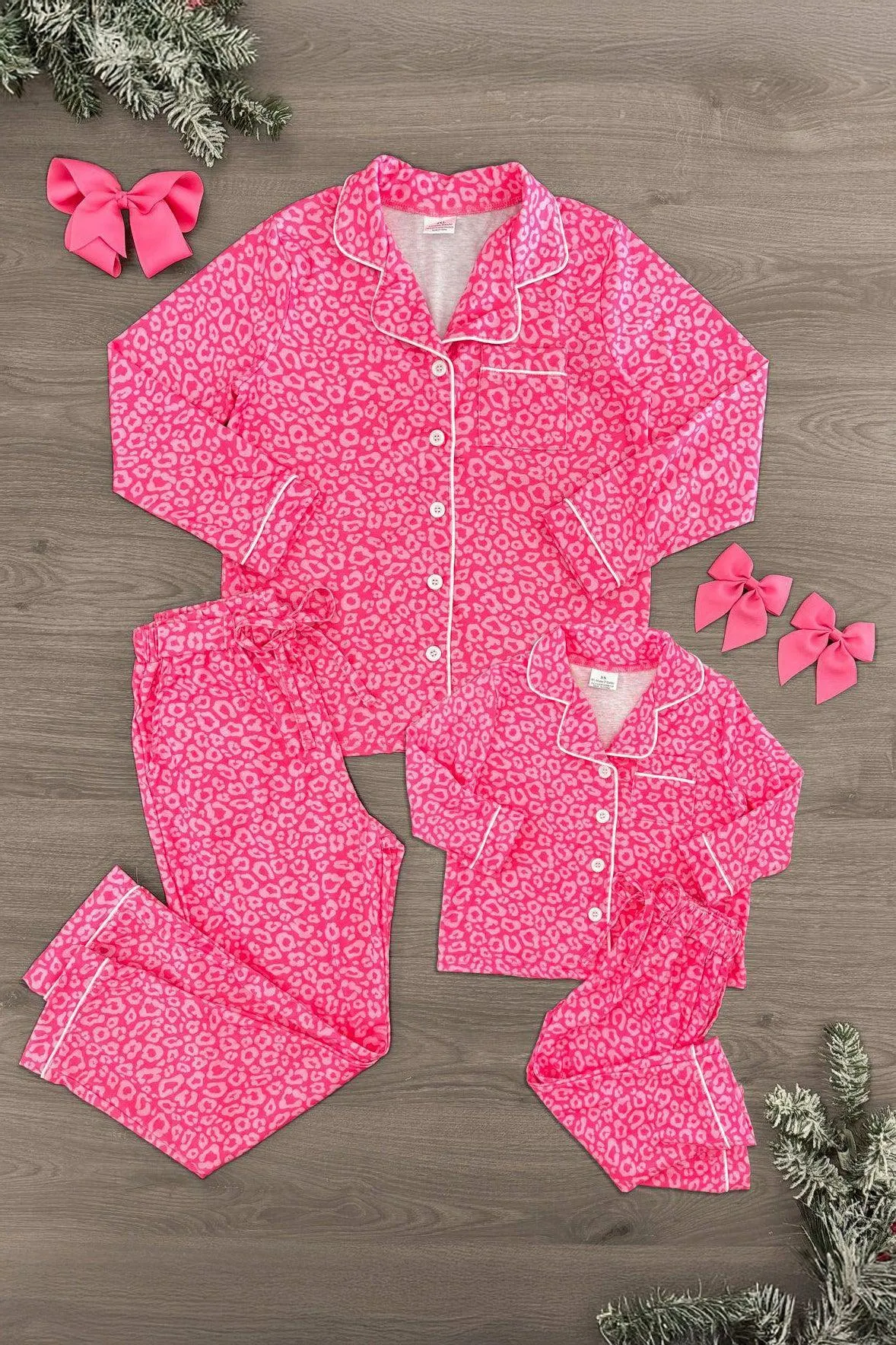 Mom & Me - Pink Cheetah Print Pajamas