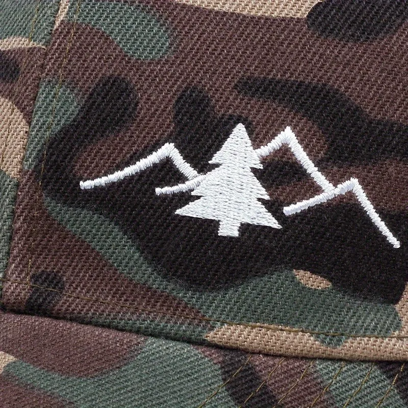 Mountain Tree Embroidery Trucker Hat  - Fushia