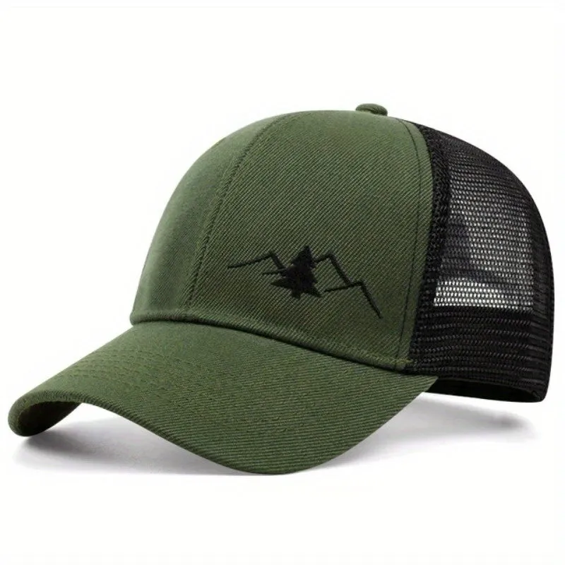 Mountain Tree Embroidery Trucker Hat  - Fushia