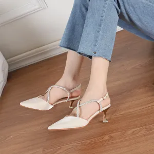 Nude Block Heels Closed Toe Sandals Women's Sandals