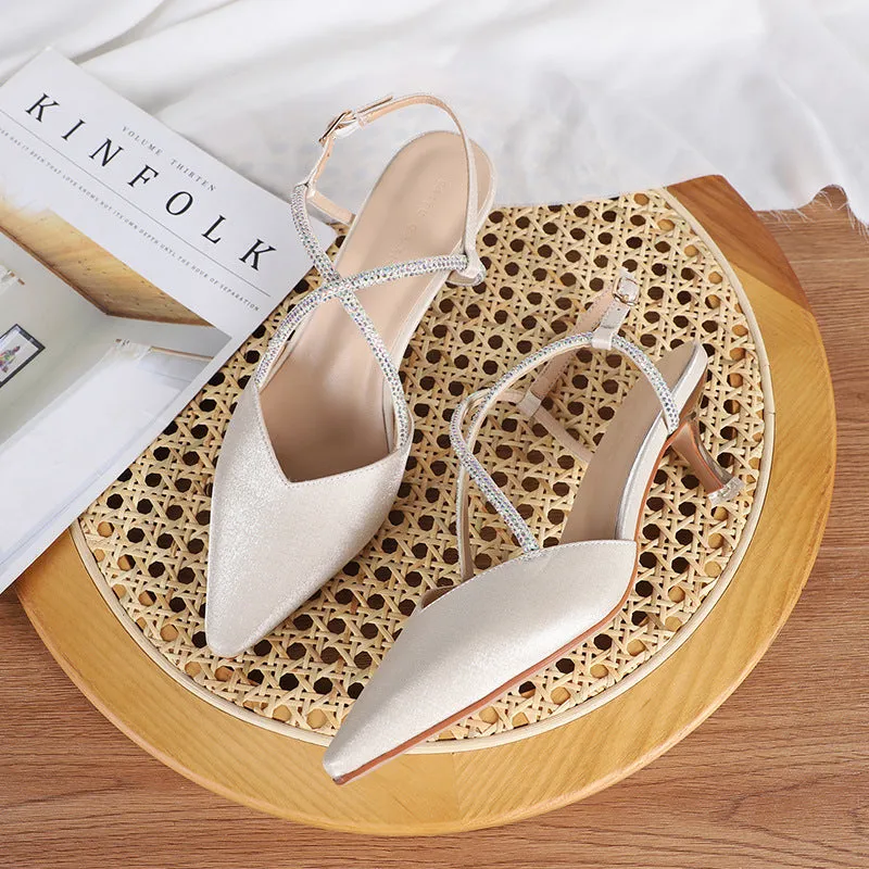 Nude Block Heels Closed Toe Sandals Women's Sandals
