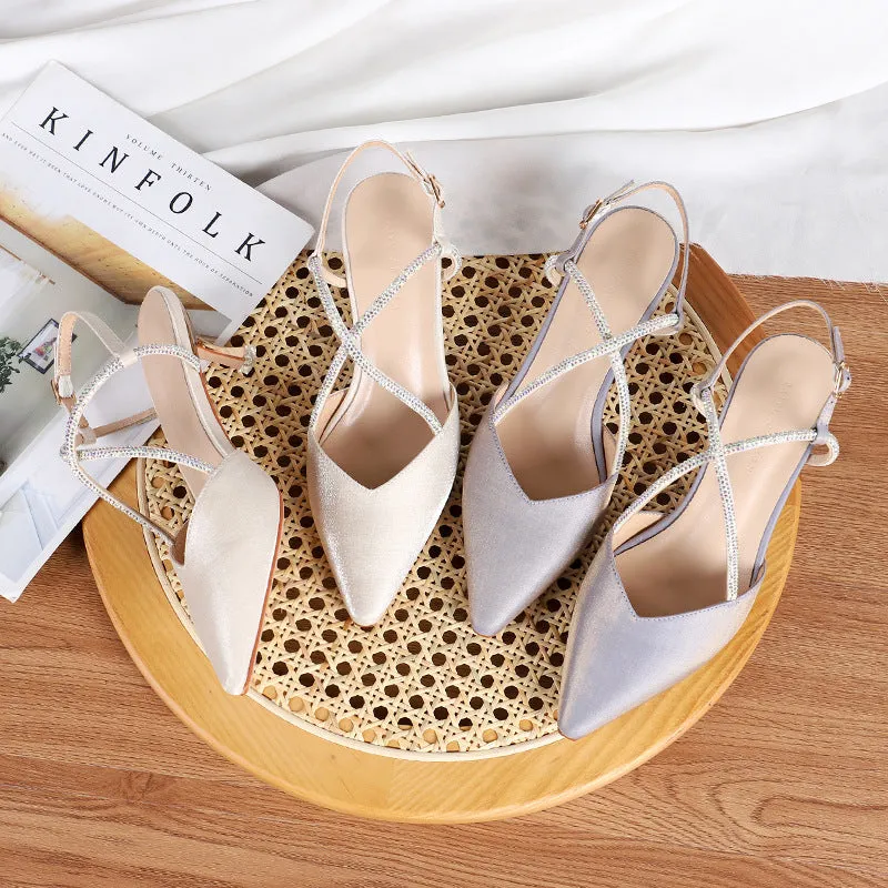 Nude Block Heels Closed Toe Sandals Women's Sandals