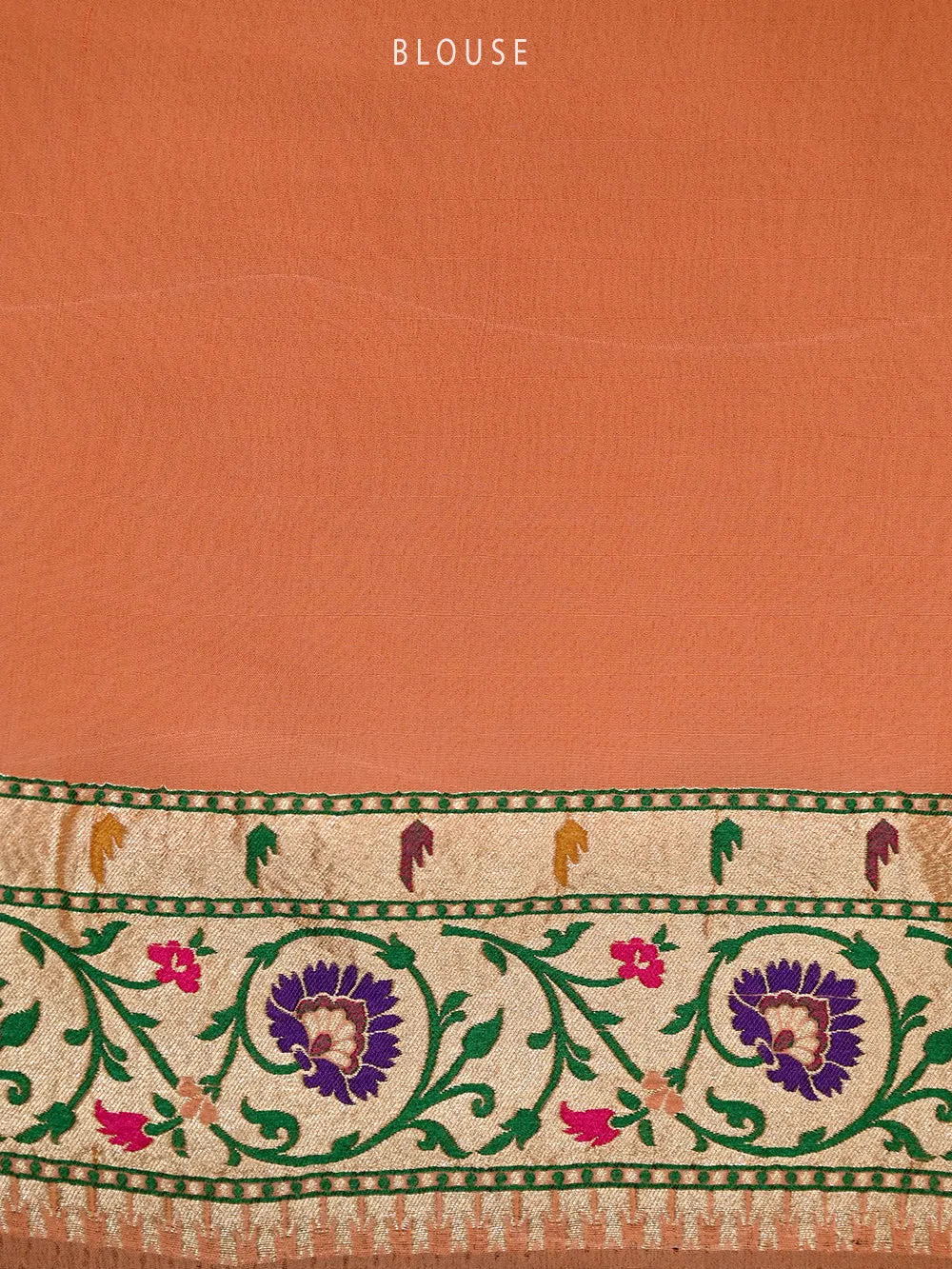 Peach Pink Paithani Rangkat Khaddi Georgette Handloom Banarasi Saree