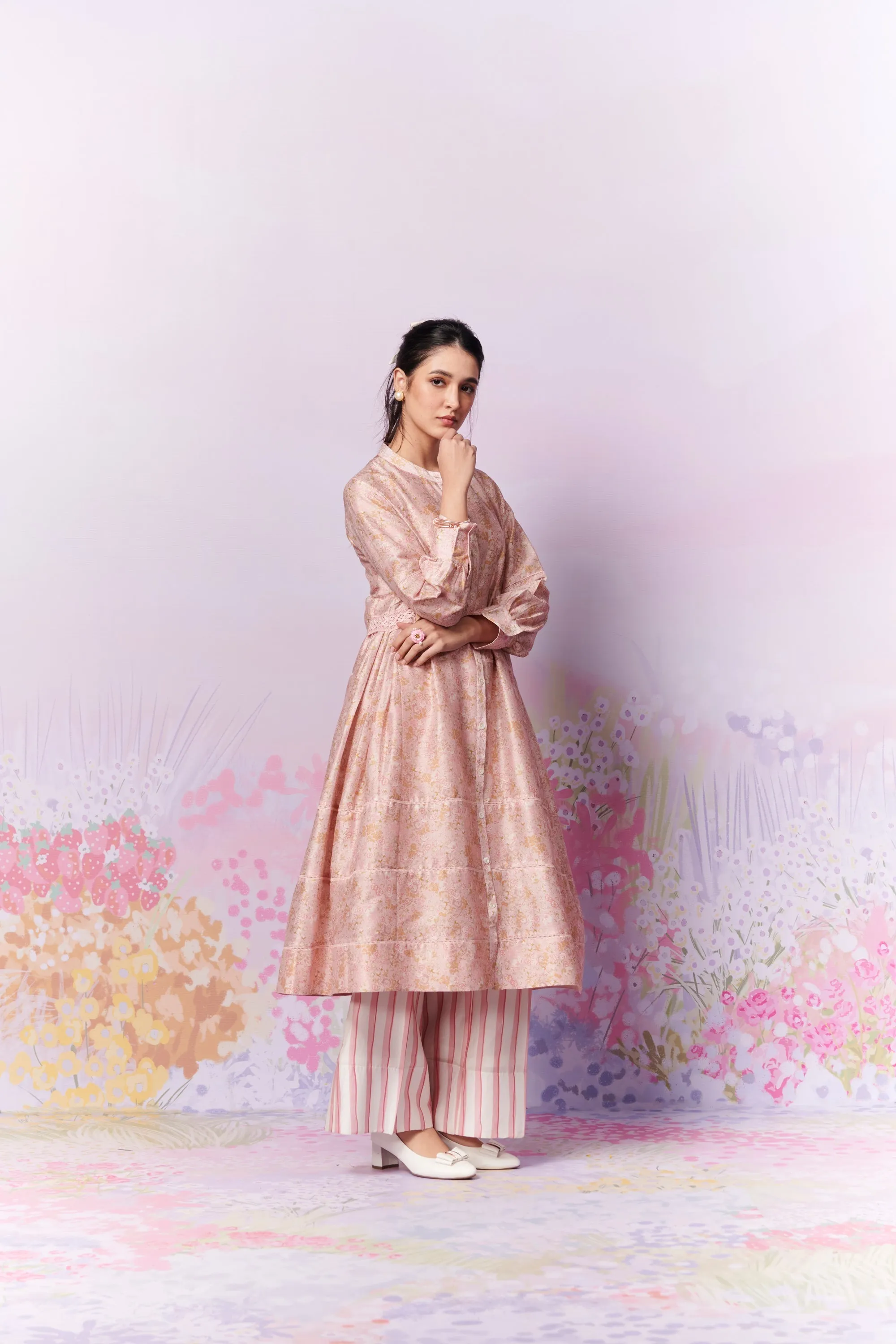 Petite Blooms Kurta And Trousers Co-Ord Set