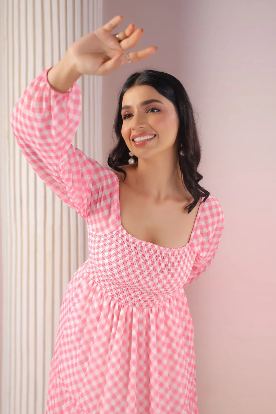 PINK GINGHAM MAXI