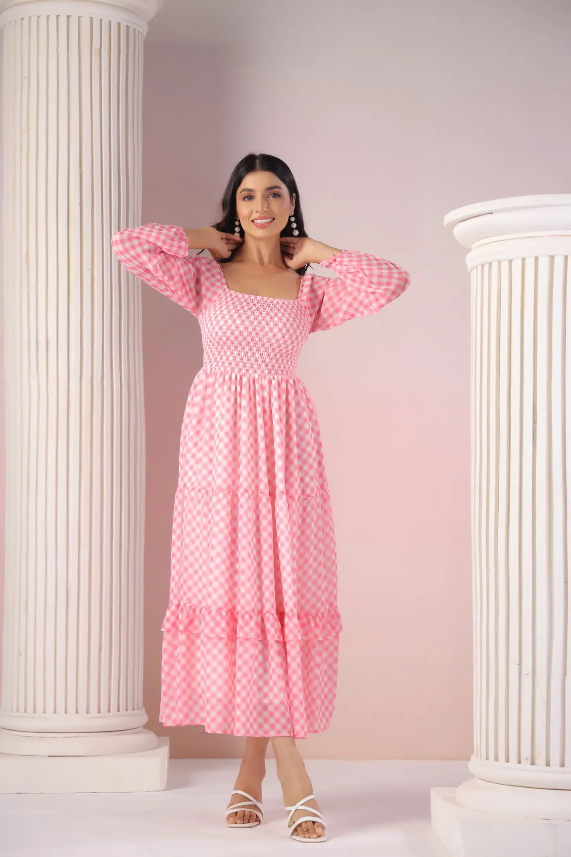 PINK GINGHAM MAXI