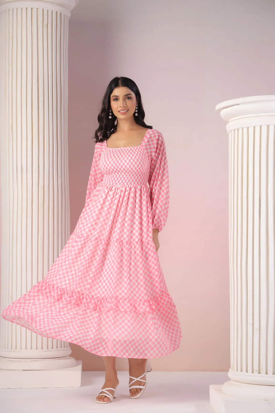 PINK GINGHAM MAXI