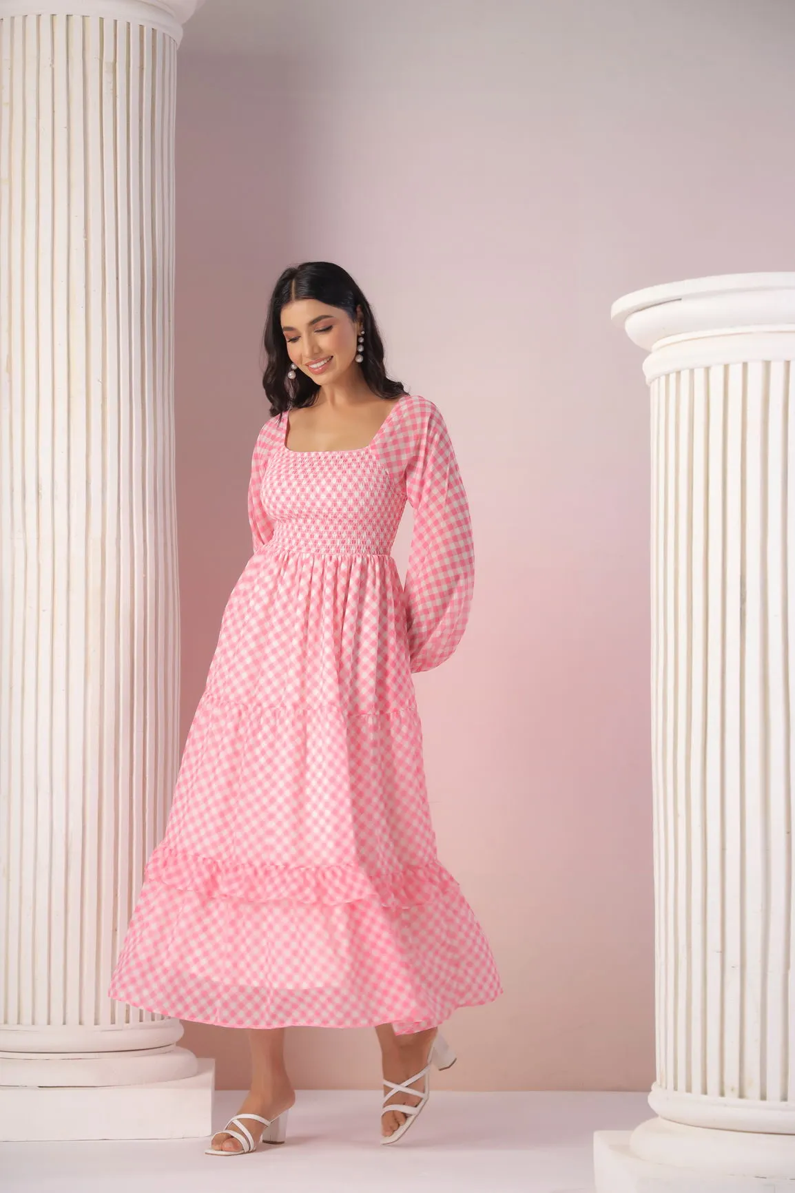 PINK GINGHAM MAXI