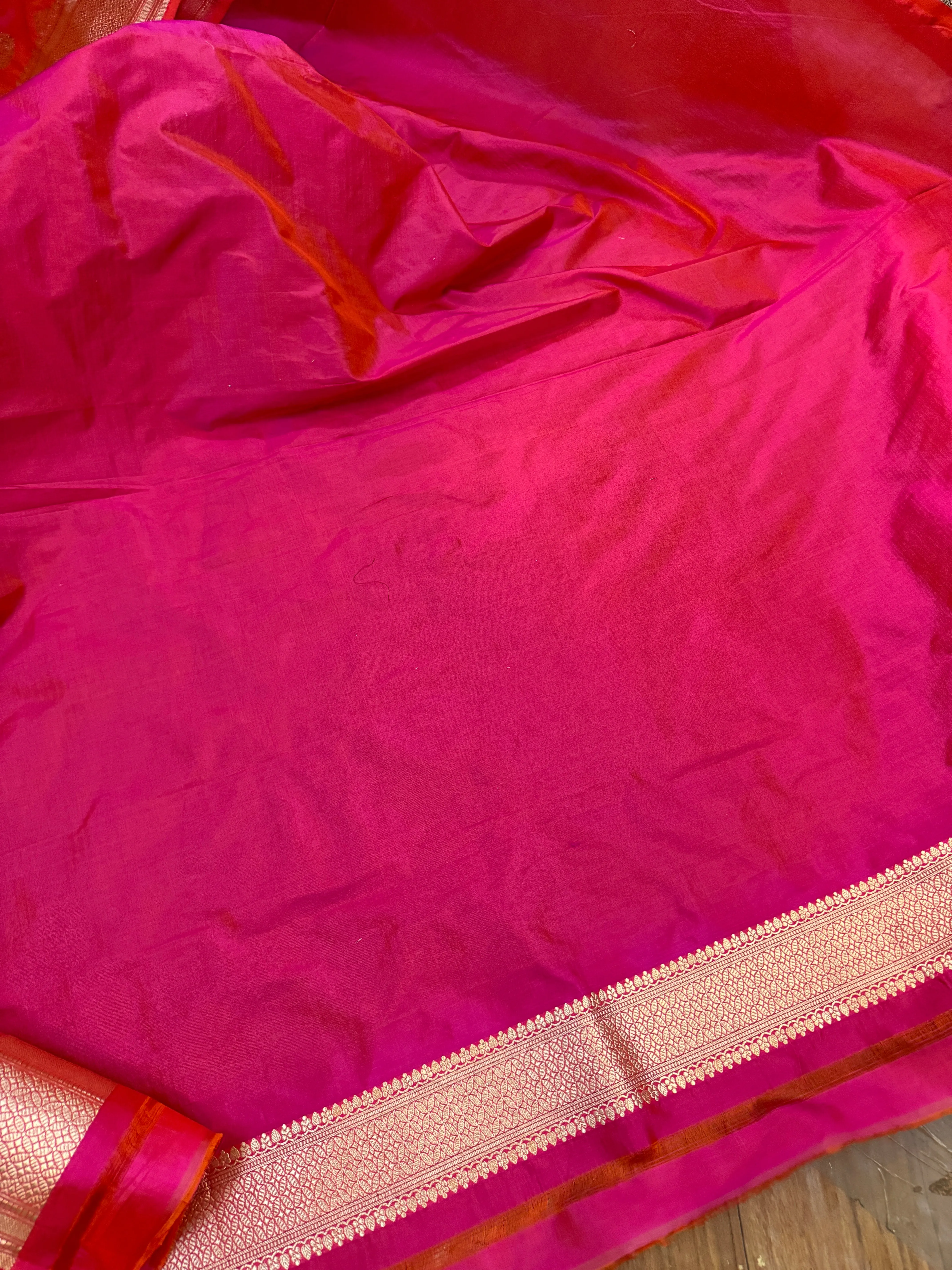 Pink Pure Silk Banarasi Saree with Handwoven Butis