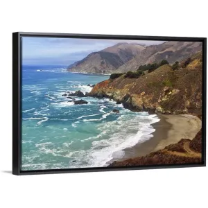 "California coast" Black Float Frame Canvas Art