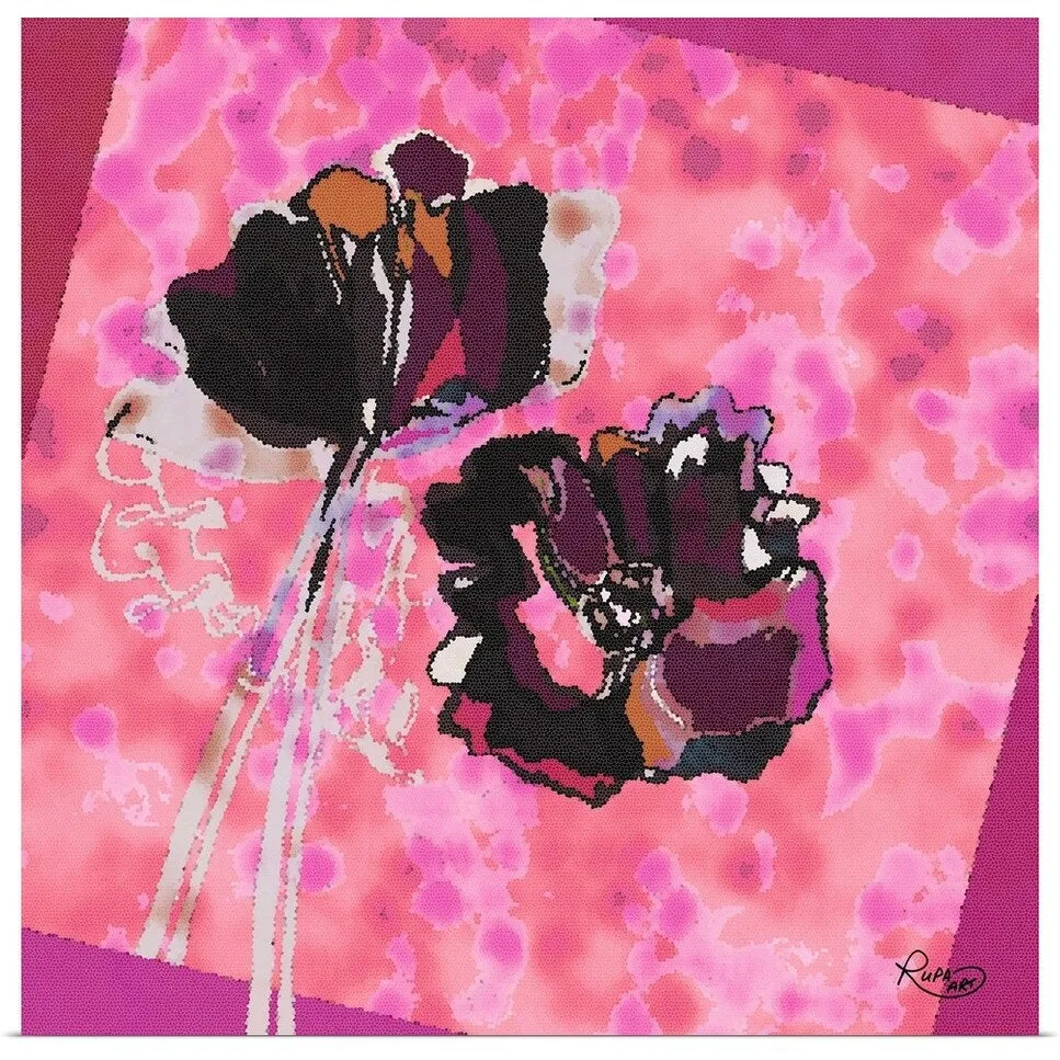 "Geometric Pink Floral" Poster Print