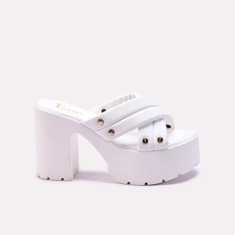 Rosie White Chunky Crisscross Slippers 0412703