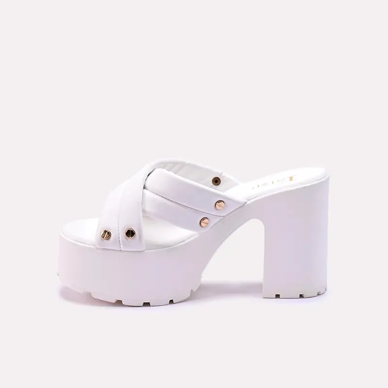 Rosie White Chunky Crisscross Slippers 0412703