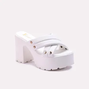 Rosie White Chunky Crisscross Slippers 0412703