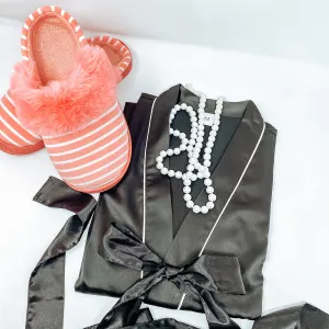 Satin Robe Long & Slippers