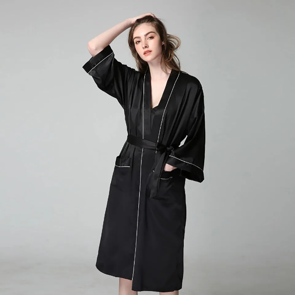 Satin Robe Long & Slippers