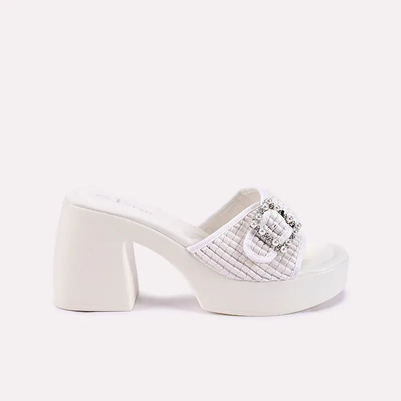 Sia White Heel Slippers 0412678