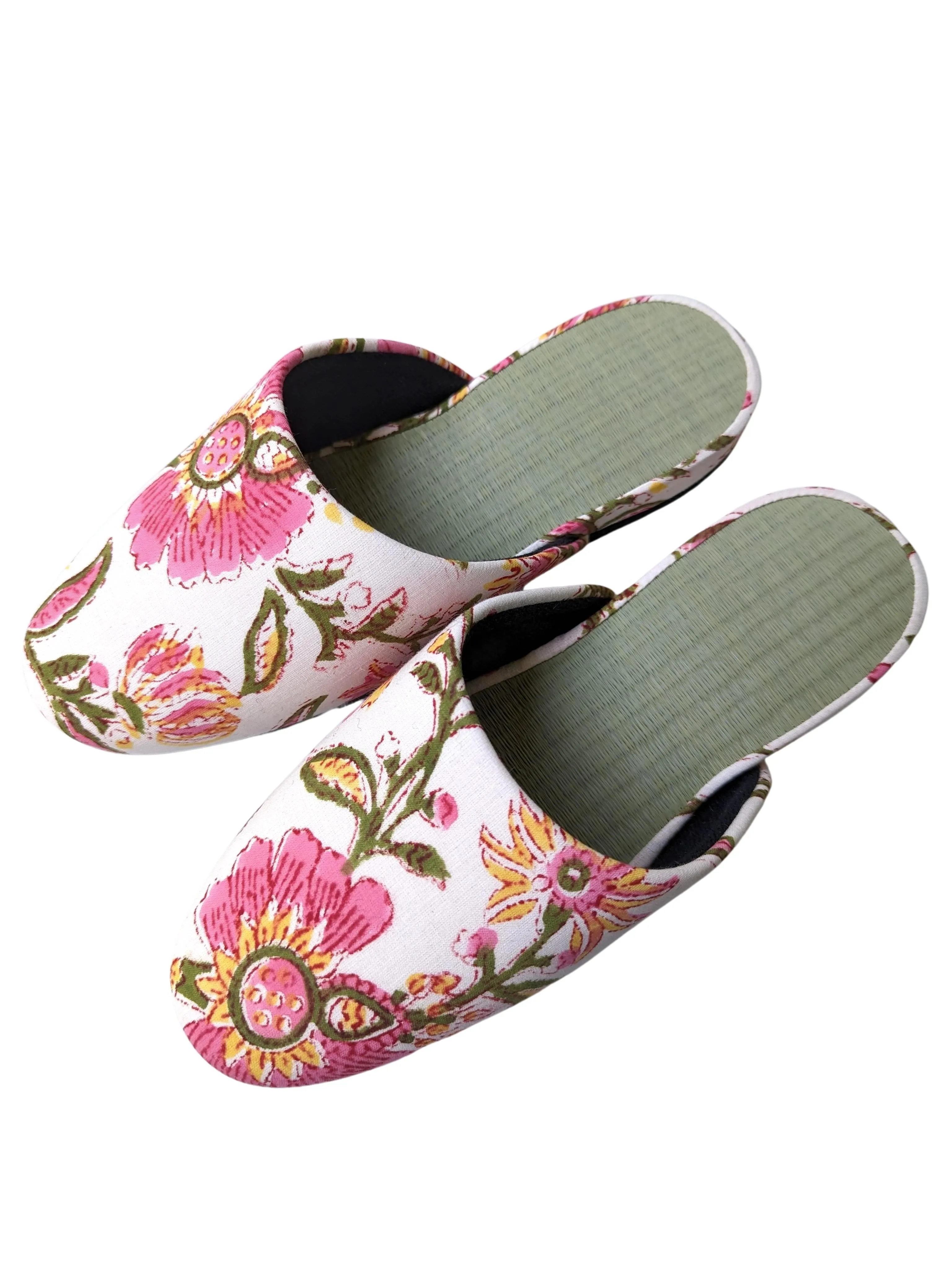 [Small] Tatami Block Printing Flowers Slippers 2023S-B