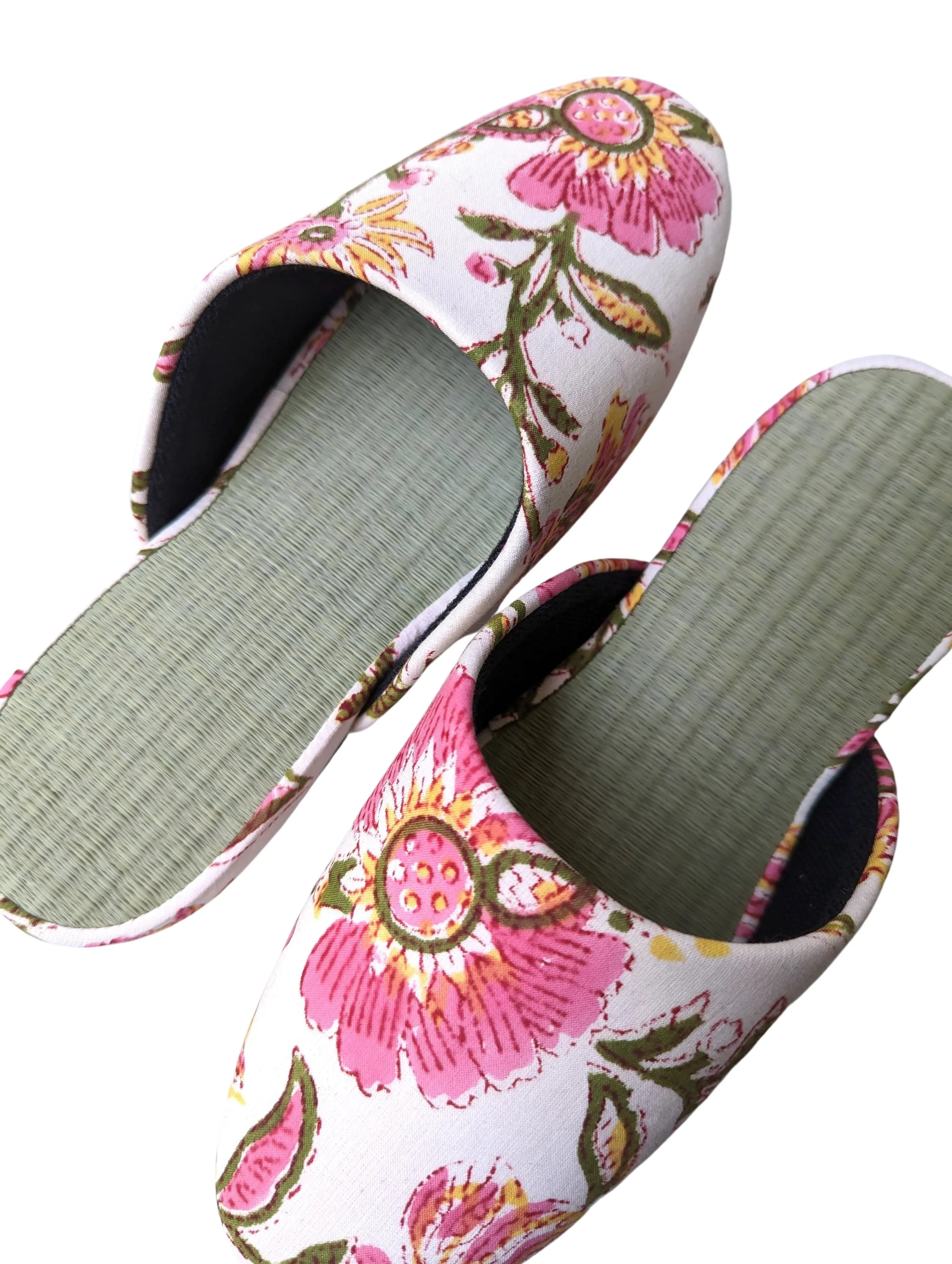 [Small] Tatami Block Printing Flowers Slippers 2023S-B