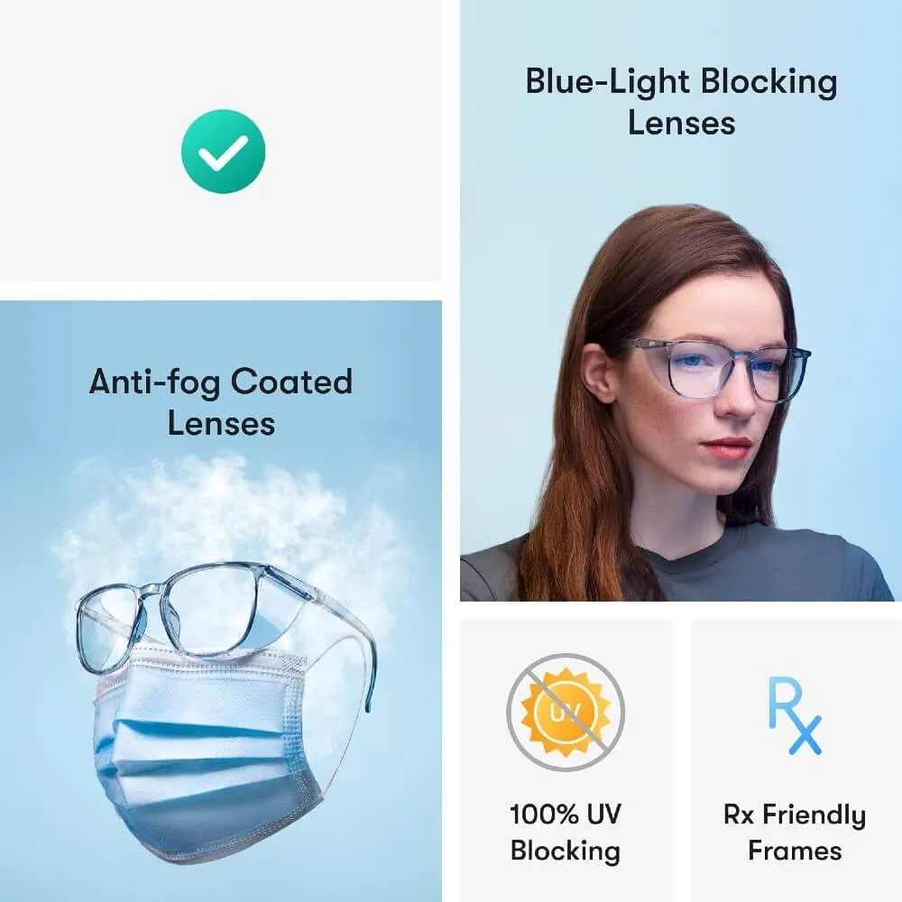 Stylish Safety Goggles Anti-Fog Blue Light Blocking Anti-Dust UV Protection Glasses