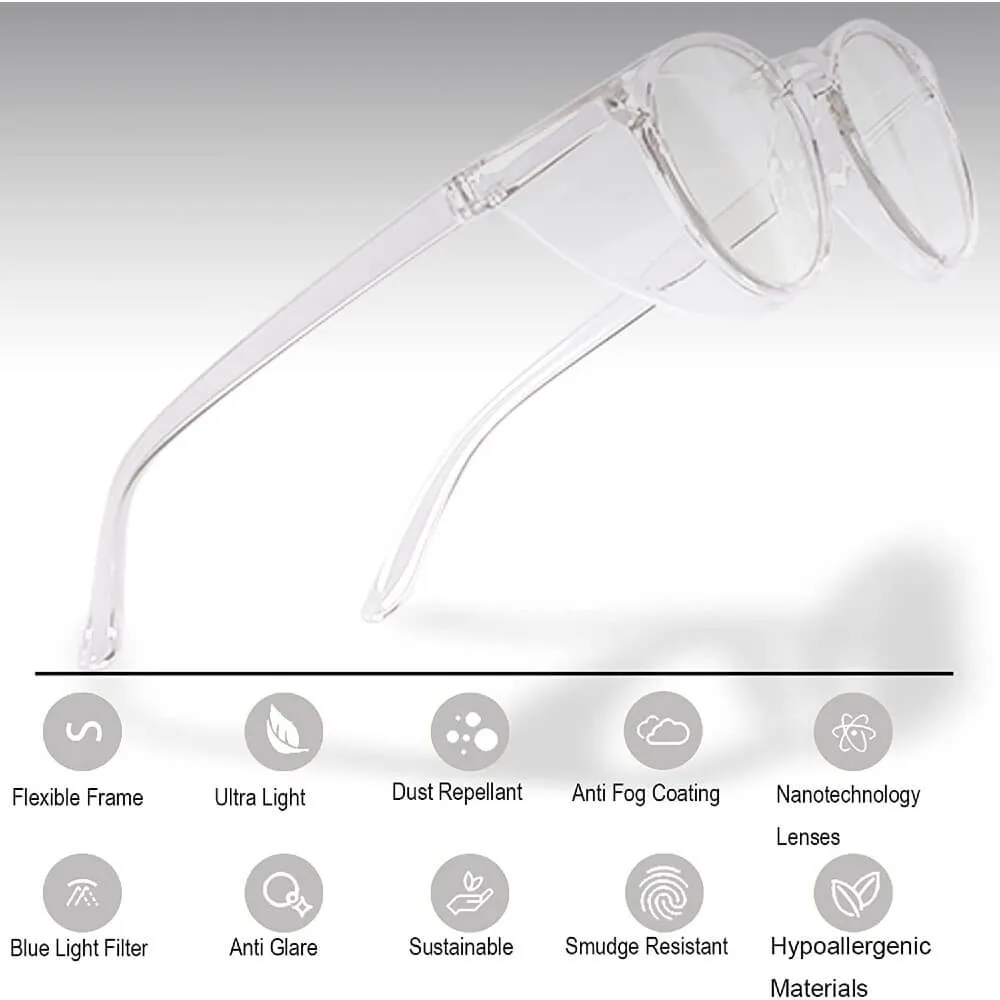 Stylish Safety Goggles Anti-Fog Blue Light Blocking Anti-Dust UV Protection Glasses