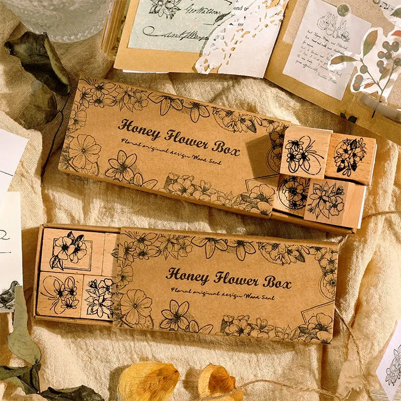 Sweet Flower Words Series Vintage Flower Wooden Rubber Stamp Set