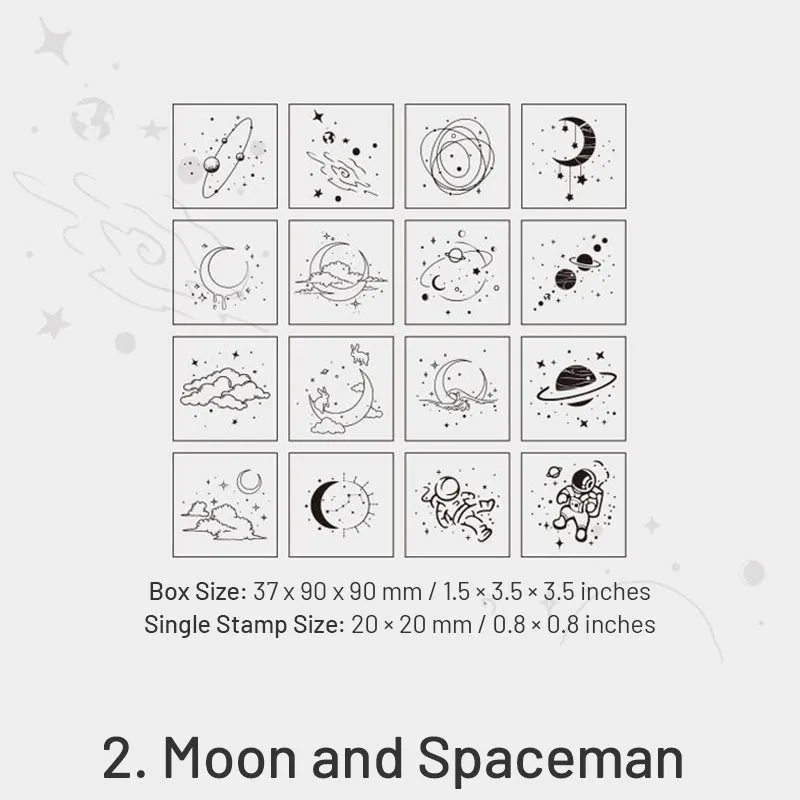 The Moon and Sixpence Series DIY Decorative Wooden Rubber Stamp Set