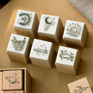 The Moon and Sixpence Series DIY Decorative Wooden Rubber Stamp Set