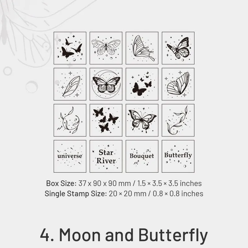 The Moon and Sixpence Series DIY Decorative Wooden Rubber Stamp Set