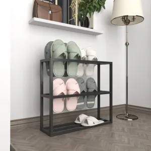 Three Tier Slipper Rack with White Metal Frame for Entryway Storage